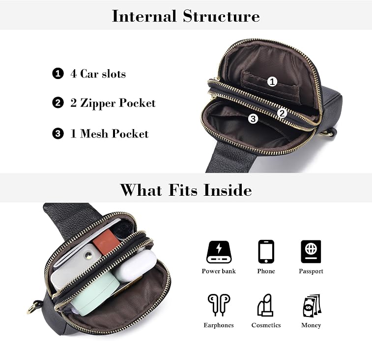 Lightweight Small Crossbody Sling Bag for Women | Mini Travel Purse,Multi-pocket with Card Slots,Durable Vegan Leather,Everyday Carry