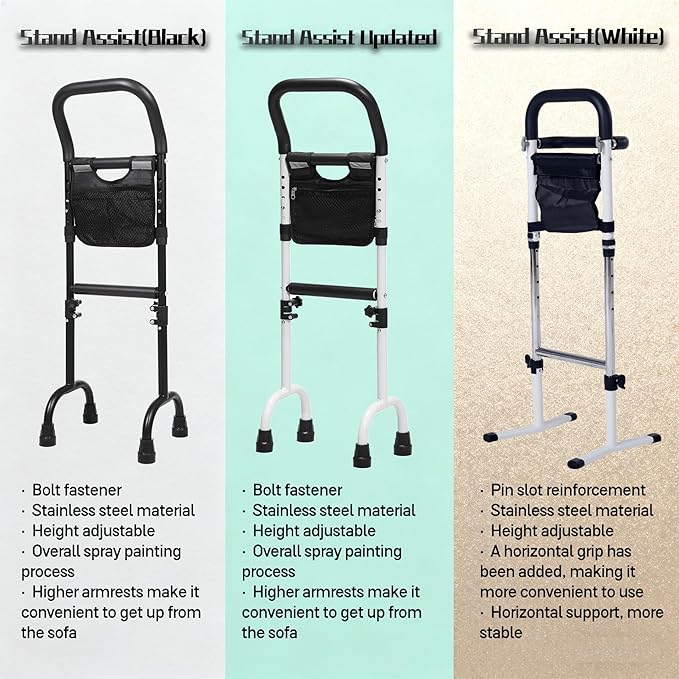 Stand Assist(White)-Mobility Standing Aid Rail for Couch, Chair, Bedside, Toilet. Assistance Handle for People with Limited Mobility. Safety Grab Bar for Standing, Walking, Up and Down The Stairs