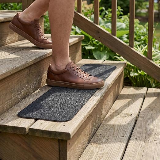 Outdoor Stair Treads Non Slip (20 Pack) - Black 30” x 6” Anti Skid Grip Tape, Heavy-Duty Waterproof Weather-Resistant Adhesive Strips for Exterior Steps