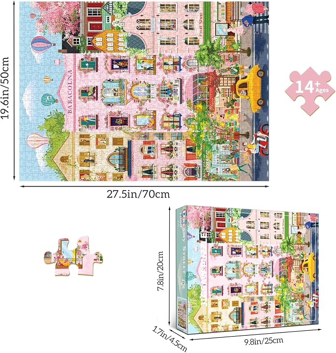 Romantic Street Scene Jigsaw Puzzles for Adults 1000 Pieces, Interlock Perfectly No Dust, Impossible Difficult Hard Fun 1000 Piece Jigsaw Puzzles for Adults-1:1 Poster