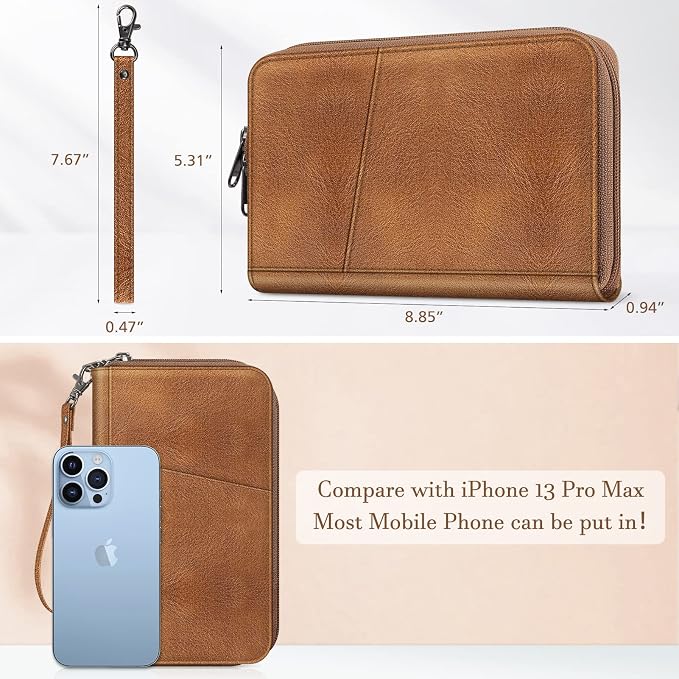 FINTIE Family Passport Holder Wallet Travel Document Organizer Clutch Bag | RFID Blocking Credit Cards Case Cover for Women Men