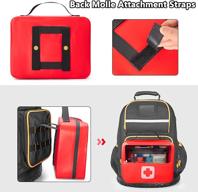Marscamd Waterproof Empty First Aid Bag with a Detachable Panel | Small Medical Bag with Molle System, Red (Bag Only)