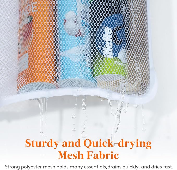 Lifewit Cruise Essentials Shower Caddy Must-Have, 7 Pockets Hanging Bathroom Organizer with Quick-Dry Mesh, Portable Shower Bag to Storage Soap, Shampoo, for RVing, Travel, Camping, White, 1 Pack