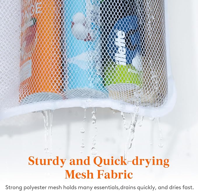 Lifewit Mesh Shower Caddy, 5 Pockets Hanging Shower Organizer with Quick Drying Mesh, Portable Space Saving Bathroom Organizer to Hold Soap, Shampoo and Cruise Ship Essentials, White, 1 Pack
