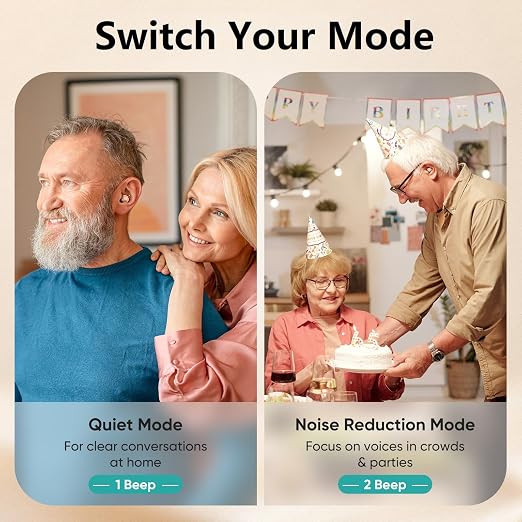 Rechargeable OTC In-Ear Hearing Aids for Seniors, 100H Case | Lightweight rechargeable in-ear hearing aids with simple controls support clearer communication for seniors every day