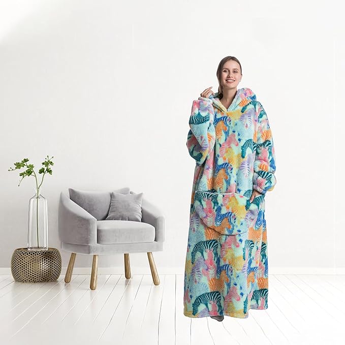 Blanket Hoodie, Long Hooded Blanket Sweatshirt as Birthday Gifts for Women Men, Long Wearable Blanket for Women Men.