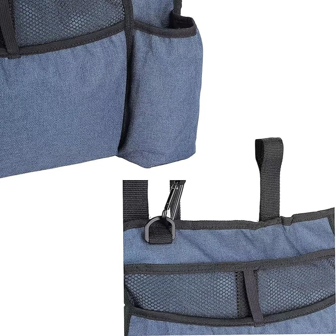 Elfzone Walker Accessory Bag - Walker Bags，Rollator Organizer Pouch for Walker Water-Resistant Armrest Accessories for Seniors, Elderly, Handicap, Blue