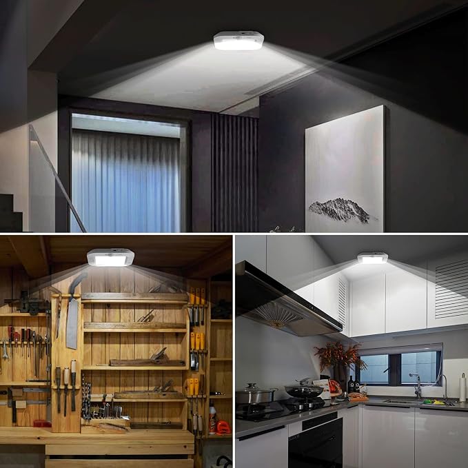 Rechargeable Motion Sensor Ceiling Light, Closet Light with USB Cable | Battery Operated, Motion Activated Cool White Light, Indoor Use for Closet Stair Pantry Hallway Shed Laundry