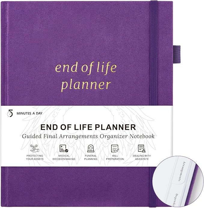 End of Life Planner, Guided Estate Planning Organizer with Tabs, Last Wish, Will Preparation, Funeral Planning, Final Arrangements Notebook for Beneficiary, in Case of Death Organizer 7.5"X9”-Purple