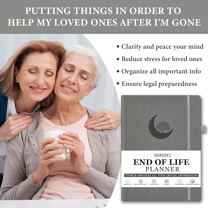 End of Life Planner, Guided Estate Planning Notebook, Final Arrangements Organizer for Beneficiary, Will Preparation, Last Wishes & Funeral Planning, In Case of Death Organizer, 8.4x11"