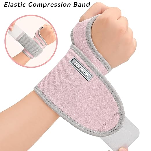 Carpal Tunnel Wrist Brace for Right Left Hand 2 Pairs, Wrist Support Wraps for Women Men, Adjustable Wrist Brace for Tendonitis, Arthritis, Weightlifting, Sports, Day Night Support, Pink&Black
