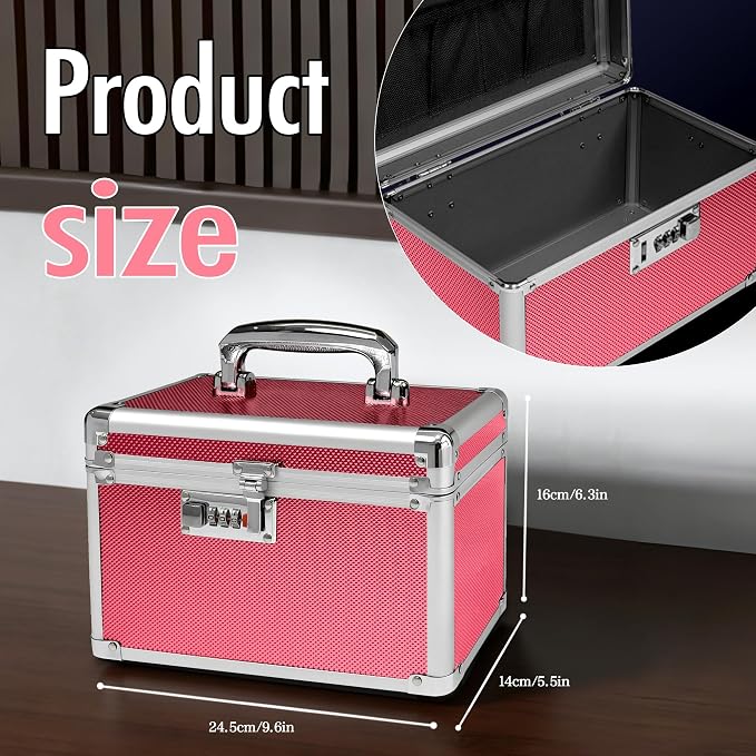 Rose Medication Combination Lock Boxes with Code for Personal Items, Medicine Lockbox for Documents 9.76 x 6.02 x 7.48 Inches Colorful Small