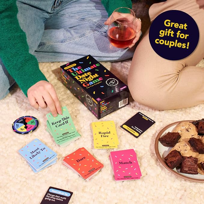 The Ultimate Date Night Game by Relatable, Great for Couples Games and Stay at Home Date Night Ideas, From The Makers of Let's Get Deep Relationship Card Game, Includes 200 Cards & Spinner