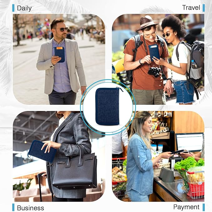 Single Passport Holder for Travel, RFID Travel Document Organizer for Women Waterproof Passport Wallet Men Portable Case for Cards, Boarding Pass, ID, Money, Tickets with Zipper