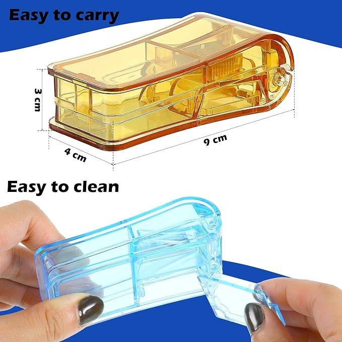 Nuanchu 6 Pieces 12 Pieces Pill Cutter Portable Medicine Holder with Stainless Steel Blade Easy Cut for Cutting Pills Tablet in Half for Daily Life