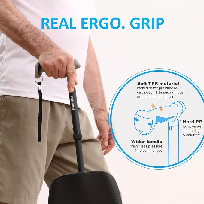 REHAND Walking Cane with Seat,Lightweight Foldable, Adjustable, Collapsible Canes with Stool for Men & Women, Heavy Duty All Terrain Tip, Portable Walking Stick Chair for Seniors & Adults