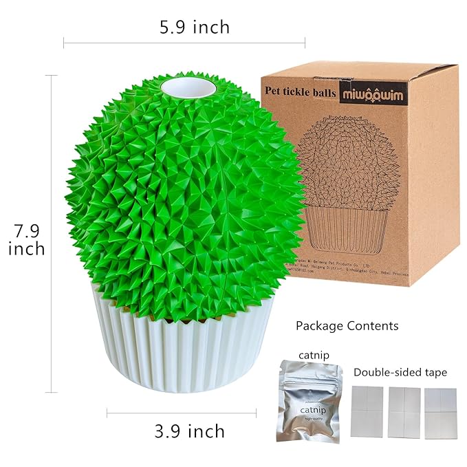 Miwoowim Catnip Feeder - Cat Face Scratcher Wall Corner Massage Comb for Indoor Cats Self Grooming Brush (Green) | Catnip Feeder Toy with Catnip. Multi-purpose scratcher. Easy to install with adhesive tape. Removes loose fur, water-washable