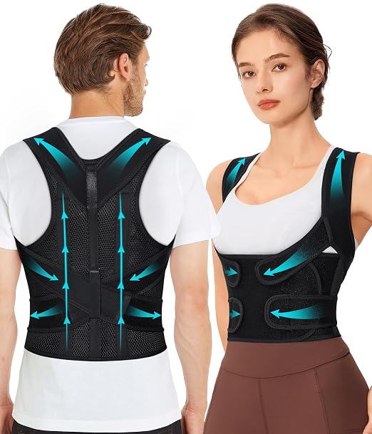 URSEXYLY Back Brace Posture Corrector for Women Breathable Posture Brace Adjustable Full Back Support Brace,Upper and Lower Back Pain Relief(XX-Large,Black)