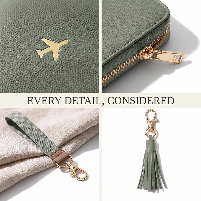 Beautiful Passport Holder And Travel Wallet with Wristlet Strap | All-in-One Organizer for Women Holds up to 4 Passports, w Card Slots and Keychain - RFID Blocking Keeps Documents Safe