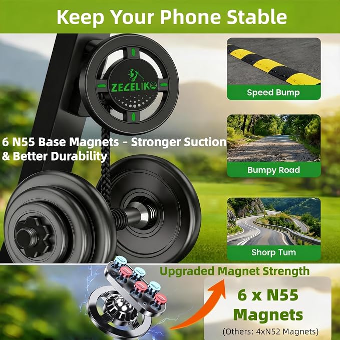 Upgraded Magnetic Golf Cart Phone Holder | 360° Rotatable Base,Golf Gifts for Men Dad Him, Golf Cart Accessories Essentials for EZGO, Club Car, Yamaha