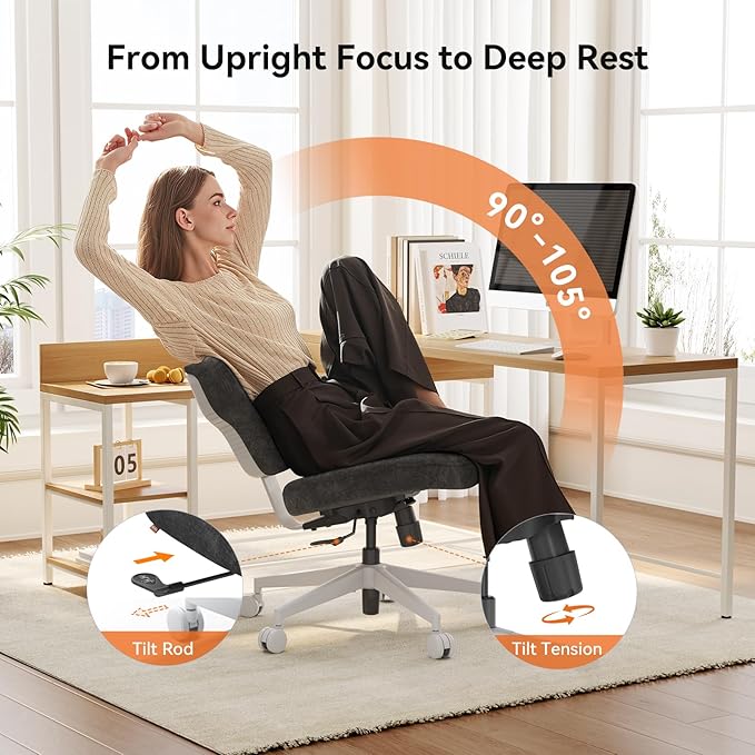 Newtral Freedom-X Criss Cross Chair with Wheels- Multi-Position Cross Legged Office Chair, Laptop Tray Equipped with Anti-Slip Bar, Table Weight Limit 66 LBS