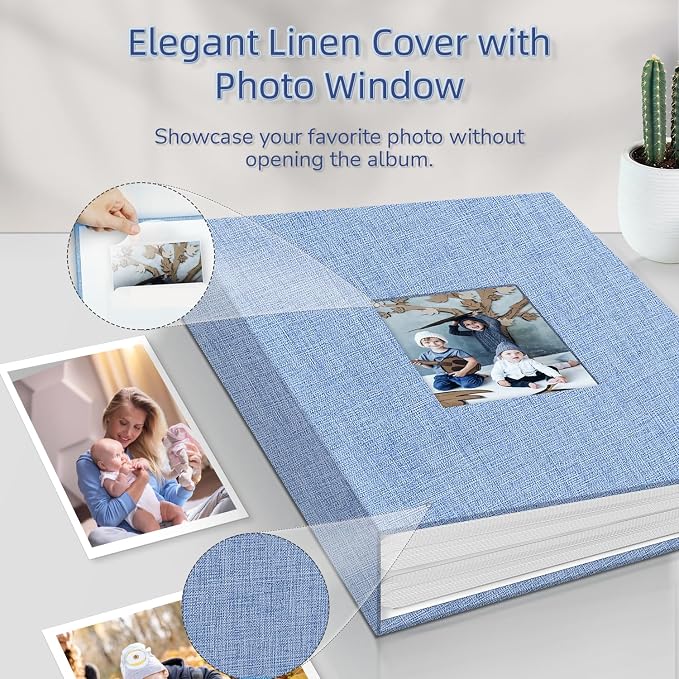 popotop Photo Album 4x6-100 Photos Photo Books with 100 Vertical Pockets,Linen Cover Albums for Family Wedding Anniversary Baby Vacation Pictures