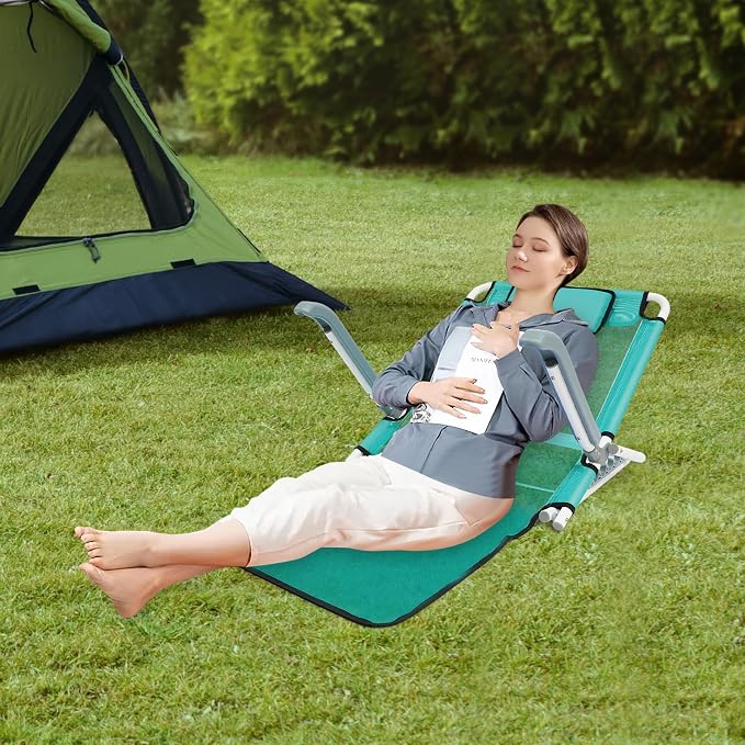 Adjustable Bed Backrest, Portable Folding Backrest for Elderly Patient Care, 20-75° Adjustable Lifting Back Support with 198 lbs Weight Capacity (Lake Blue)