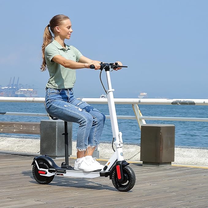 Caroma Electric Scooter with Seat Option,500/350W Motor Up to 25/20 Miles Range & 25/20 MPH Speed,9" Tires,Adjustable Electric Scooter for Adults,Foldable Commuting