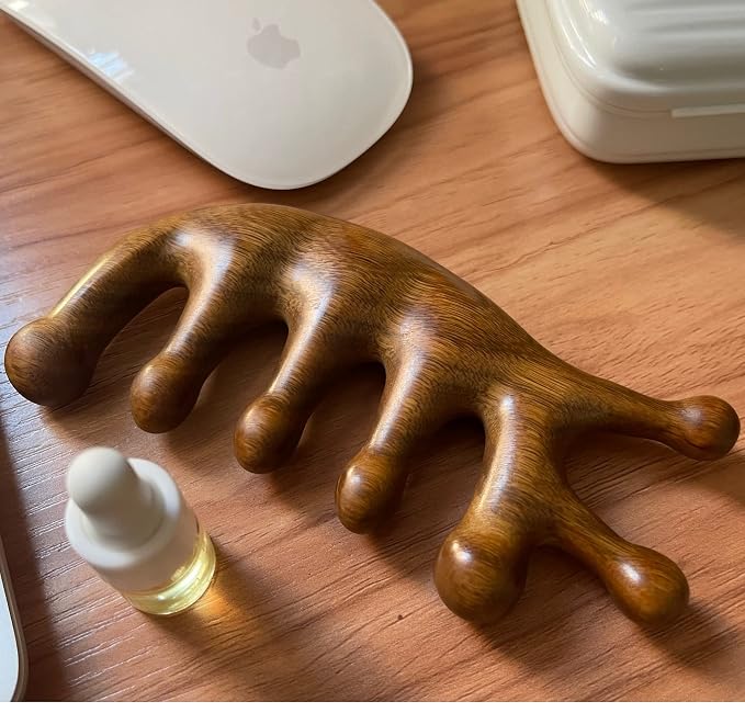 Authentic Green Sandalwood Comb Gua Sha Scraping Scalp Massager Head Head, Neck, Hands and Legs (B)