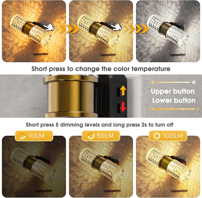 L LOHAS LED Night Light, Modern Night Lights Plug into Wall, 2 Pack | Amber-3000K-5000K Adjustable Color Temperature Night-Light, Dimmable Nightlights, Dusk to Dawn Sensor, Rooms Bathroom Hallway