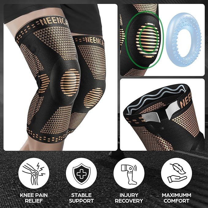 NEENCA Professional Knee Brace for Pain Relief, Medical Knee Support with Patella Pad & Side Stabilizers, Compression Knee Sleeve for Meniscus Tear, ACL, Joint Pain, Runner, Workout - FSA/HSA APPROVED