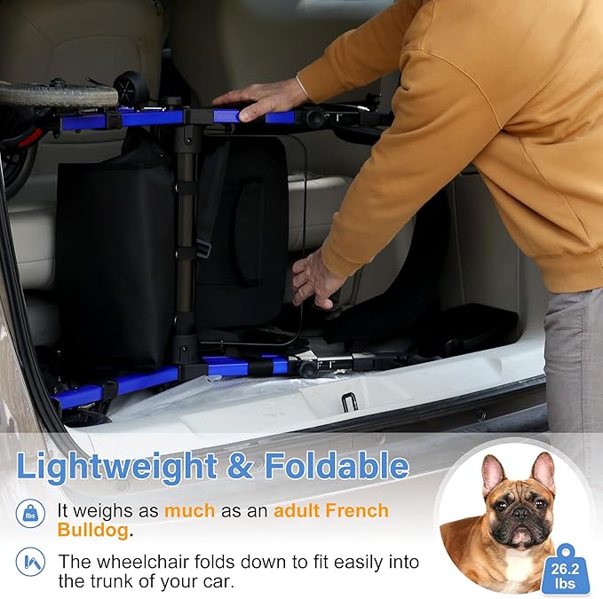 Rollator Walkers for Seniors with Seat, Walker Wheelchair Combo, 2 in 1 Rolling Walker Transport Wheelchair Lightweight Foldable, 10" Big Wheels Transport Chair with Brakes,Blue