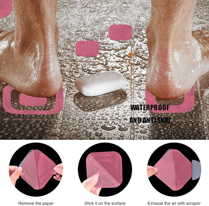 Non-Slip Bathtub Stickers, 36 PCS Safety Bathroom Tubs Showers Treads Adhesive Decals Scraper