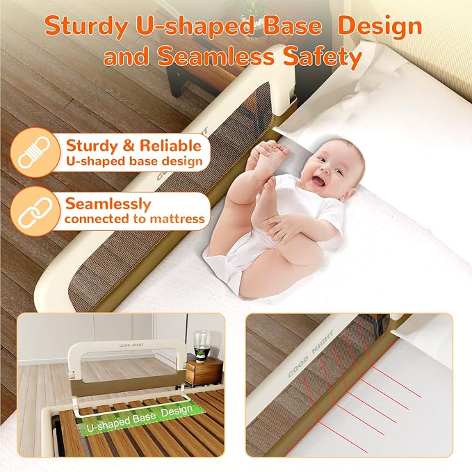 Bed Rail for Toddlers, 32 Inch Toddler Bed Rails, Bed Rail for Baby | Adjustable Heights, Folding up Portable, Safe Metal Frame, For Baby, For Crib, Twin, Bunk, Full Size, Queen & King Bed