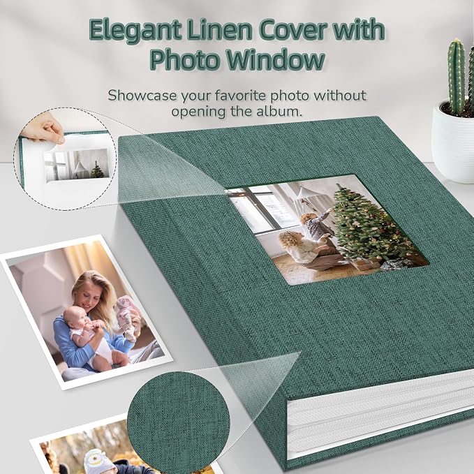 popotop Photo Album 4x6-300 Photos Linen Cover Photo Books with 300 Horizontal Pockets,Slip-in Picture Albums for Family Wedding Anniversary Baby Vacation Pictures