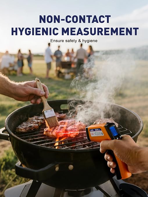 Infrared Thermometer Gun -58°F to 788°F Range (Not for Human Body Temp) | Digital Temperature Gun for Cooking, BBQ, Oven, Engine, HVAC | Non-Contact Measuring & Backlit Digital Display