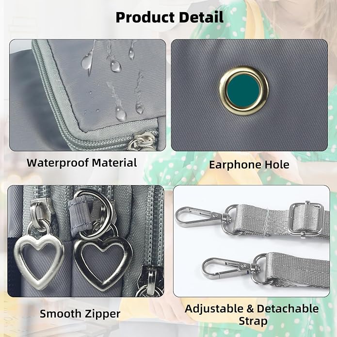 Small Crossbody Bag for Women - Mini Phone Purses with Crossbody Strap and Wallet - Nylon Arm Bag