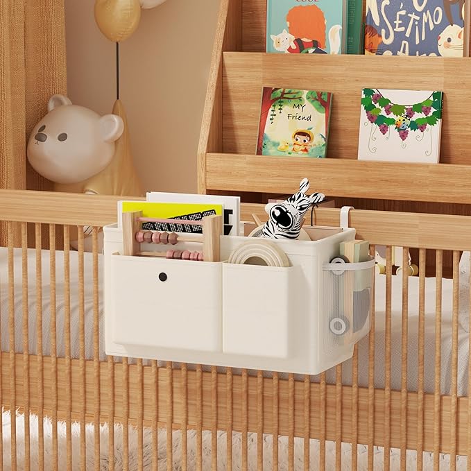 Bedside Caddy Bedside Storage Hanging Organizer for Bunk Dorm Bed Rail | Bed Caddy with Hooks, Top Bunks and Dorm Essentials for Water, Tissues, Tablets, Books, Phones, Remotes and Other Necessories