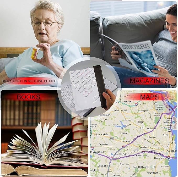 LUXSWAY Rechargeable 3X Full Page Magnifier for Reading,Magnifying Glass with 12 Super Bright LEDs,Adjustable Brightness Illuminated Magnifier Suitable for Reading