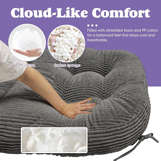 Swivel Rocking Chair Cushion, 48"x24"x6" Egg Chair Cushions with Corduroy Cover for Indoor/Outdoor Use,Waterproof and Fade-Resistant(Grey)