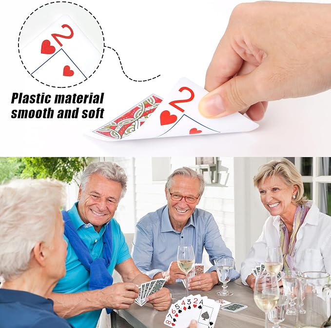 6 Pack Playing Cards Bulk,Plastic Playing Cards Waterproof Poker Size Cards, Jumbo Large Print for Adults and Seniors,6 Decks of Cards for Fun Card Games