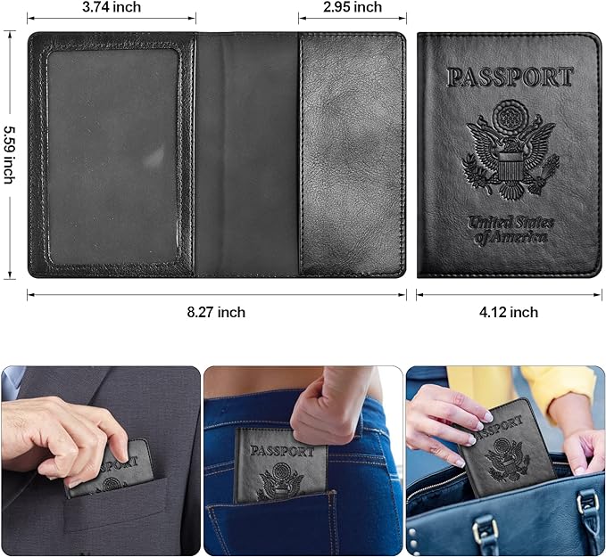 Eoehro Passport Holder for Travel Essentials-2Pack, Passport Wallet Cover Case for Travel Must Haves Accessories,Passport Book Holders for Women and Men