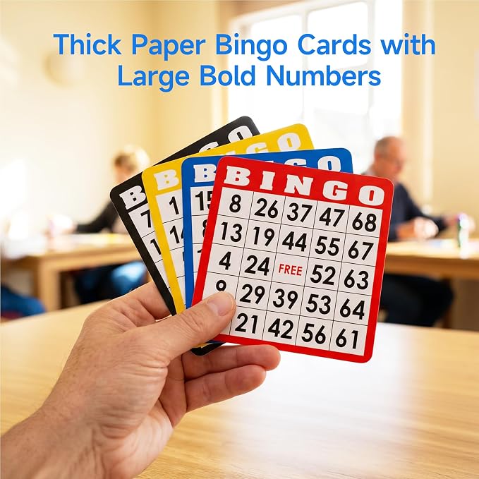 GSE Games & Sports Expert Complete Bingo Game Set with 100 Bingo Cards, 1000 Markers, Calling Cards Deck, Party Fun Game for Adults, Seniors, Family Gatherings, Classroom Activities, Large Groups