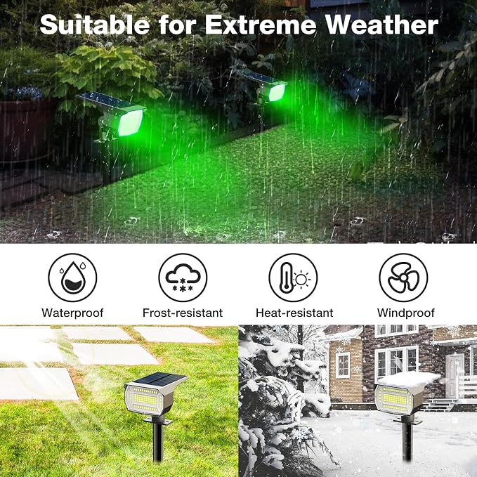 nipify Solar Spot Lights Outdoor, Solar Powered Waterproof Spotlight | 4 Pack, Green, Landscape Lighting for Outside Yard Garden Pathway