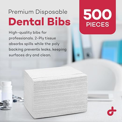 Dealmed Disposable 13.5" x 18" Dental Bibs, Made in USA, 2-Ply Tissue/Poly, Bulk Tattoo Bibs, Great for First Aid Kits and Medical Facilities (Mauve, Case of 500)