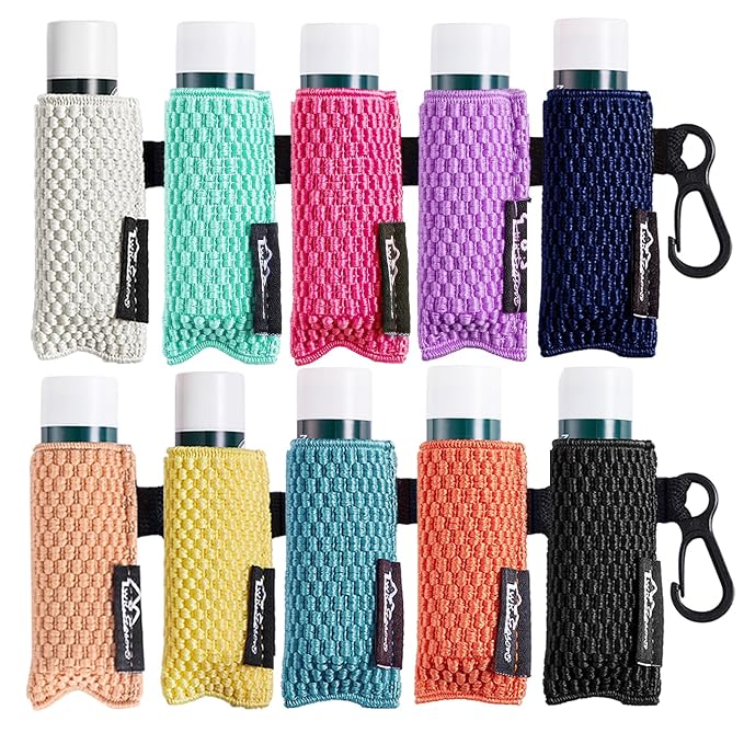 WK IEASON Lip Balm Sleeves Holder Keychain Bulk 10pcs Clip on Chapstick Key chain Holder Lip Gloss Keychain Holder Sleeve Tight-Knit Elastic Lipstick Key Chain Holder