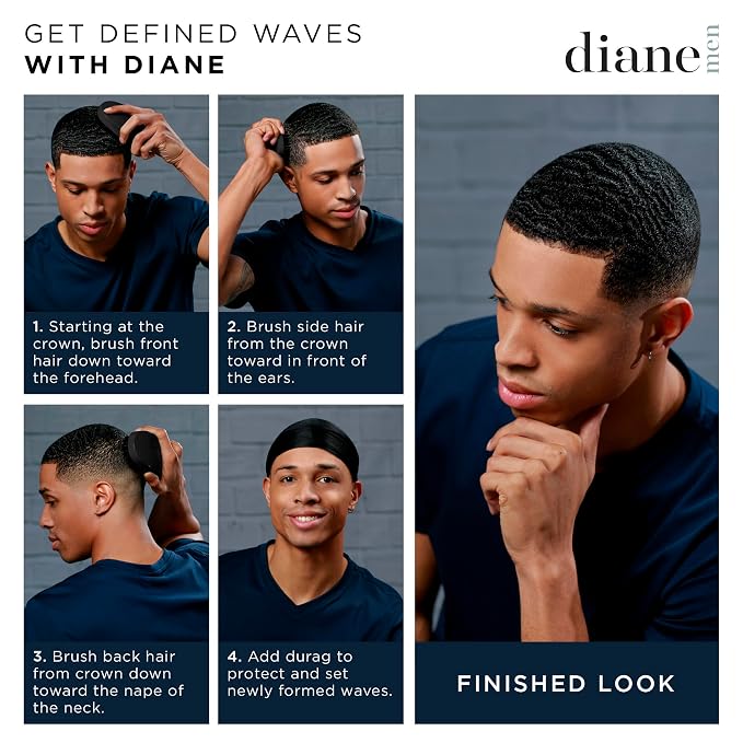 Diane 100% Boar Bristle Curved Brush for Men and Women - Detangling, Smoothing Wave Styles for Fine to Medium Hair, Restores Shine and Texture