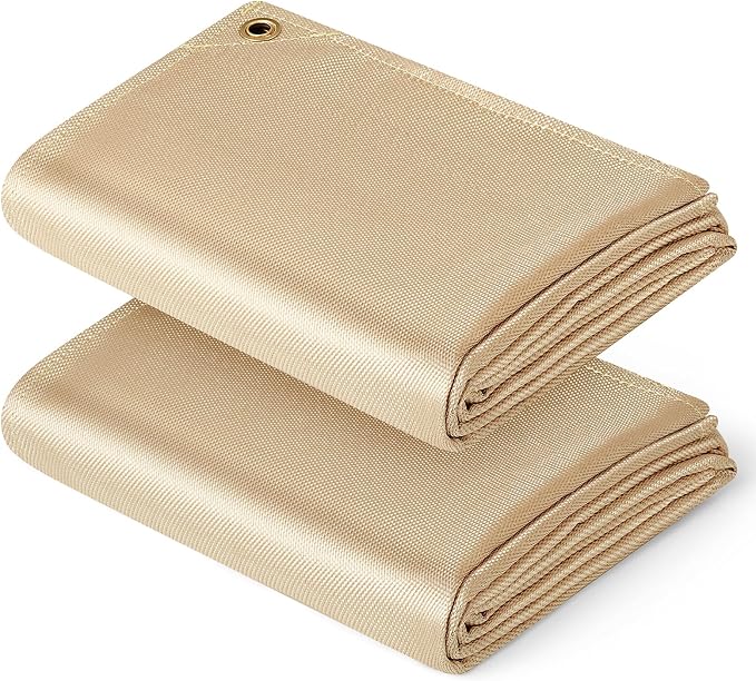 Heavy Duty Fiberglass Welding Blanket, Heat Resistant Blanket with Brass Grommets, Multi-Purpose Welding Mat for Grill, Smoker, Camping, Industrial Use (4x6 ft - 2 Pack)