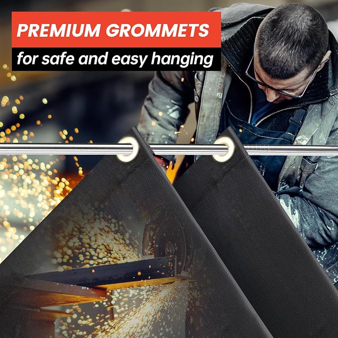 2 Pack Welding Blanket, 4x6ft Silicone Coated Fiberglass Insulation Blanket with Brass Grommets, Welding Curtain for Industrial Welding Cutting, Multi-use Fireproof Blanket for Smoker Grill