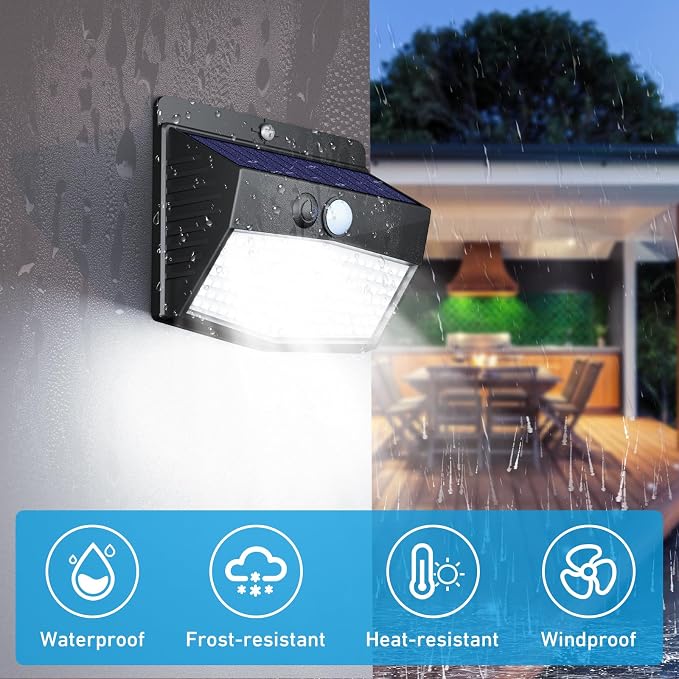 16 Pack Solar Motion Sensor Lights Outdoor Waterproof with 3 Modes | Cool White, Black Frame, LED, Solar Powered, Security Lighting for Outside Wall Garden Fence Yard Deck Patio Garage